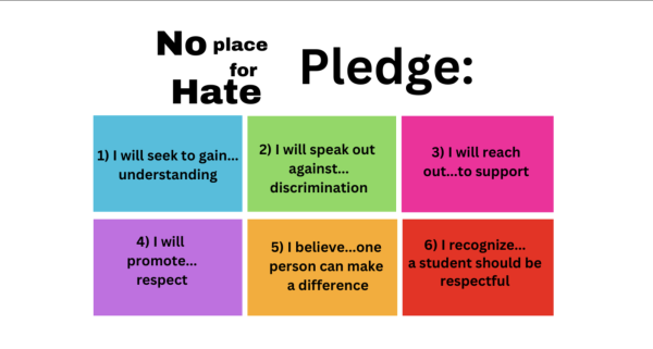 The No Place for Hate pledge that members pledge to uphold.